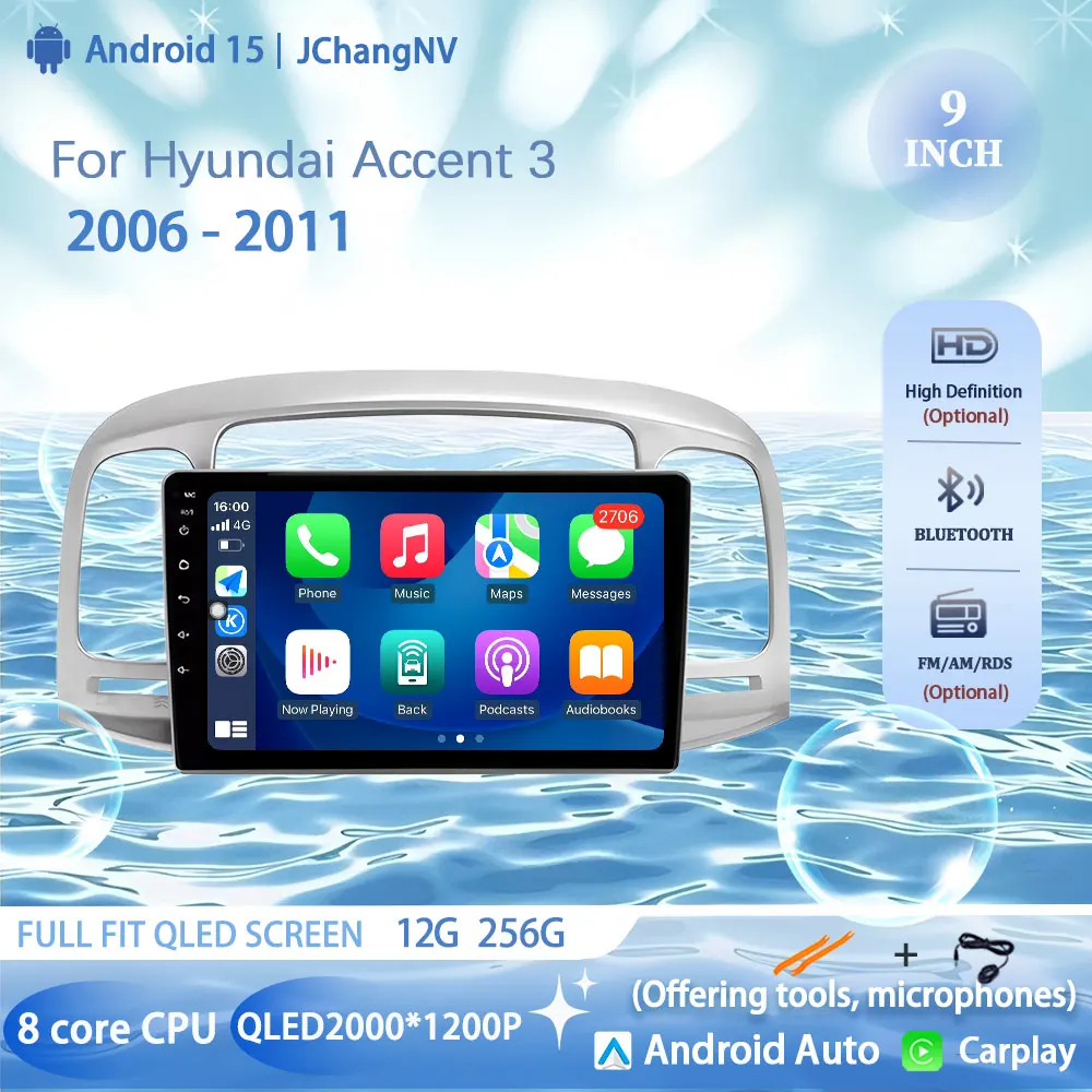

9" Car Radio Multimedia For Hyundai Accent 3 2006 - 2011 Android 15 Auto Video Player GPS Navigation Player No 2din Stereo