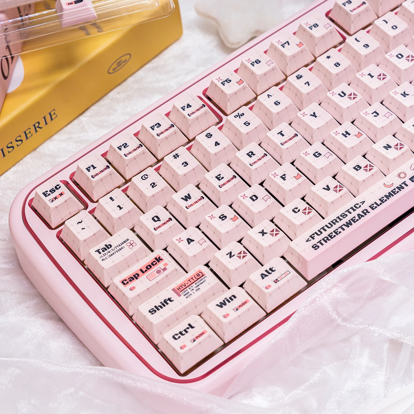 

Pink Cute Coder Theme Cherry Profile Dye-Sublimation PBT Keycap sets Bold text For MX Cherry 61/64/87/96/104 Mechanical Keyboard