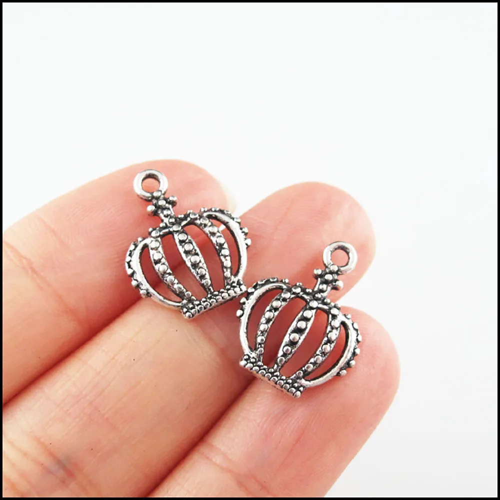 New Charms Antiqued Silver Color Imperial Crown Pendants DIY J011