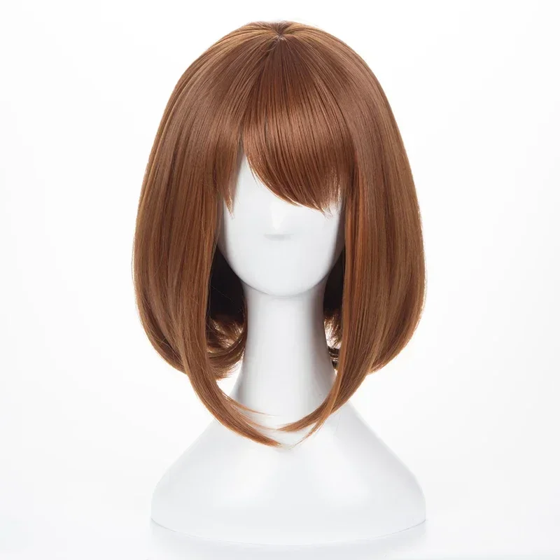 Short Brown Bob Heat Resistant Cosplay Costume Wig Anime My Hero Academia Ochako Uraraka Synthetic Wigs view 6