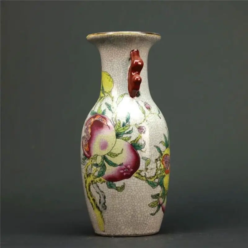Qing Qianlong Famille rose porcelain Pomegranate Pattern Double ear vase Chinese style Ornament Antique Porcelain Collection