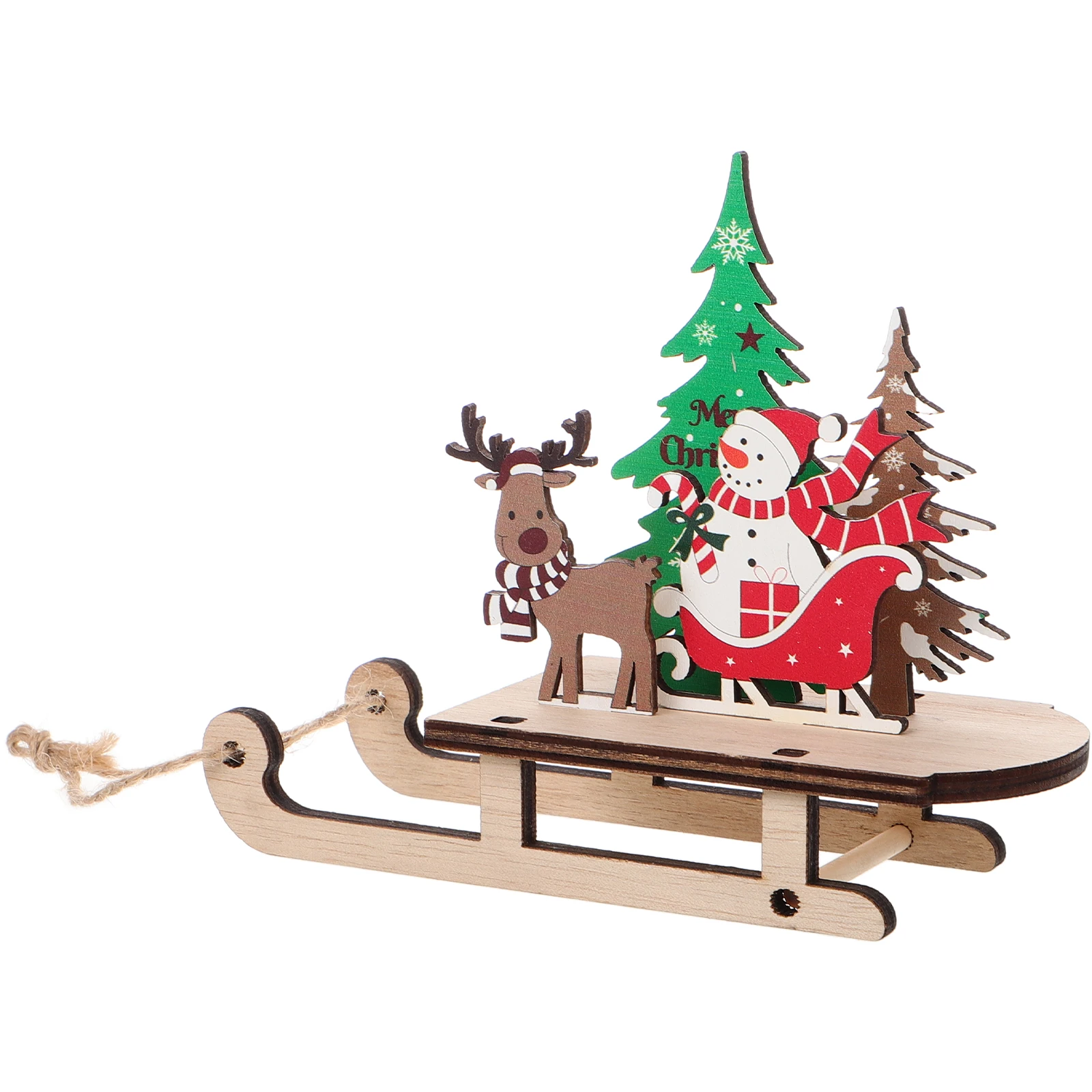 

Wooden Christmas Decor Snowman Sleigh Ornament Holiday Tabletop Display DIY Craft Gift Idea Festive Season