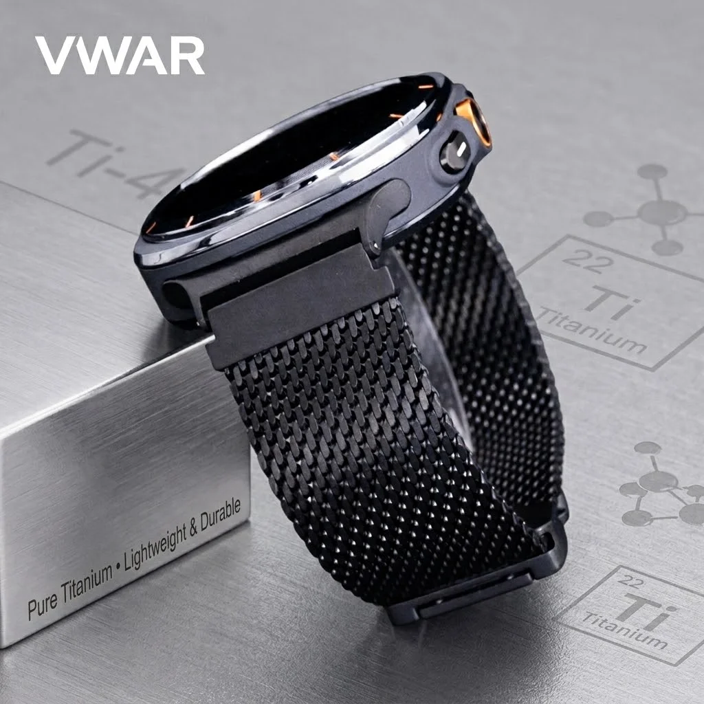 Pulseira Oficial de Titânio Puro Milanesa para Samsung Galaxy Watch Ultra/Ultra2 47mm, Pulseira de Titânio para Galaxy Watch 7 Ultra