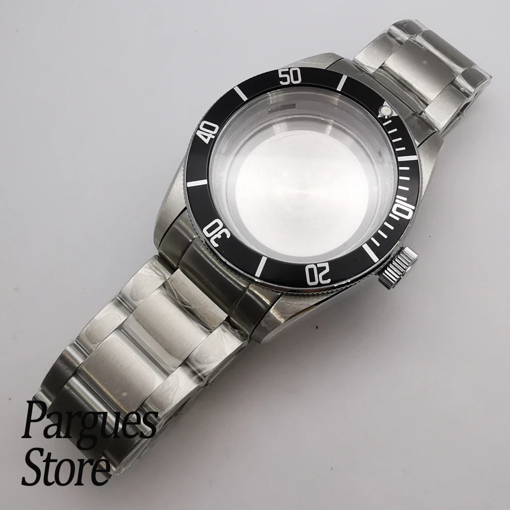 

41mm Steel Sterile Case Band Sapphire Glass Fit NH35 NH36 ETA 2836 Miyota 8205/8215 Mingzhu DG 2813 ST1612 Movement