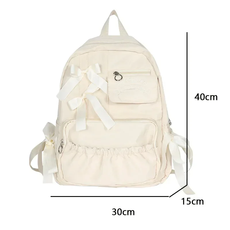 Fashion Backpack Women Canvas Anti-theft Shoulder Bag for Teenager Girls Bow School Laptop Travel Feminina Backapck Female 2024