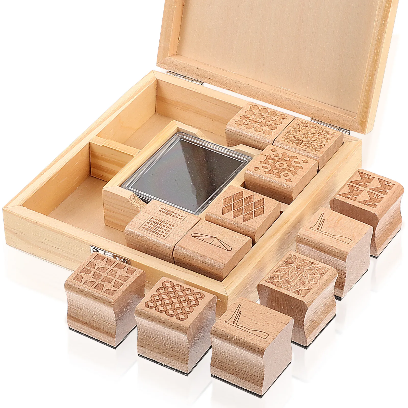 1Set Creative Wooden Stamps Kit Adorable Novelty Pattern Stamps for DIY Diary Scrapbooks Letters Cards Craft Tools Portable Fun