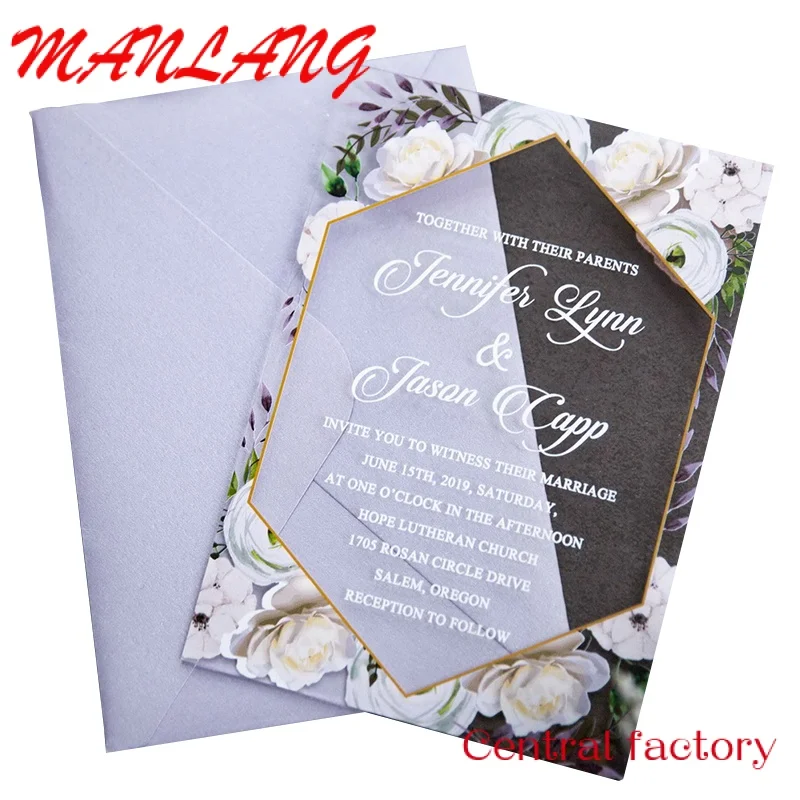 Custom  Acrylic UV printing wedding acrylic invitations wedding custom menu commemorative card invitation