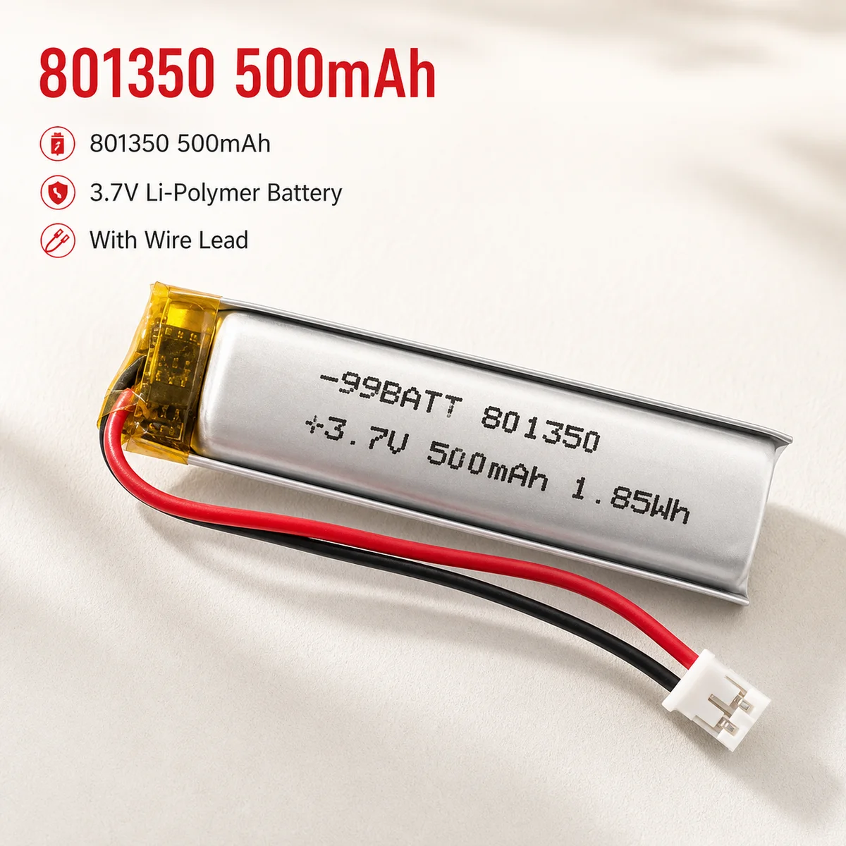 3.7V 500mAh LiPo Rechargeable Battery 801350 081350 for Bluetooth Headset Speaker Pet Drinker Thermometer 1-10PCS