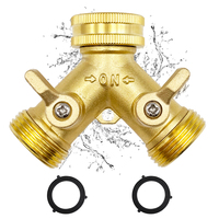 3/4 Inch 2 Way Brass Garden Hose Splitter Y-Type Tap Watering Connector Distributor for Outdoor Faucet 1/2/3 set