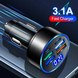 Adaptador de carregamento super rápido para iphone, carregador de carro 4usb, 12-24v, 3.1a portas, 15 telefone, carregadores rápidos, acessórios do carro