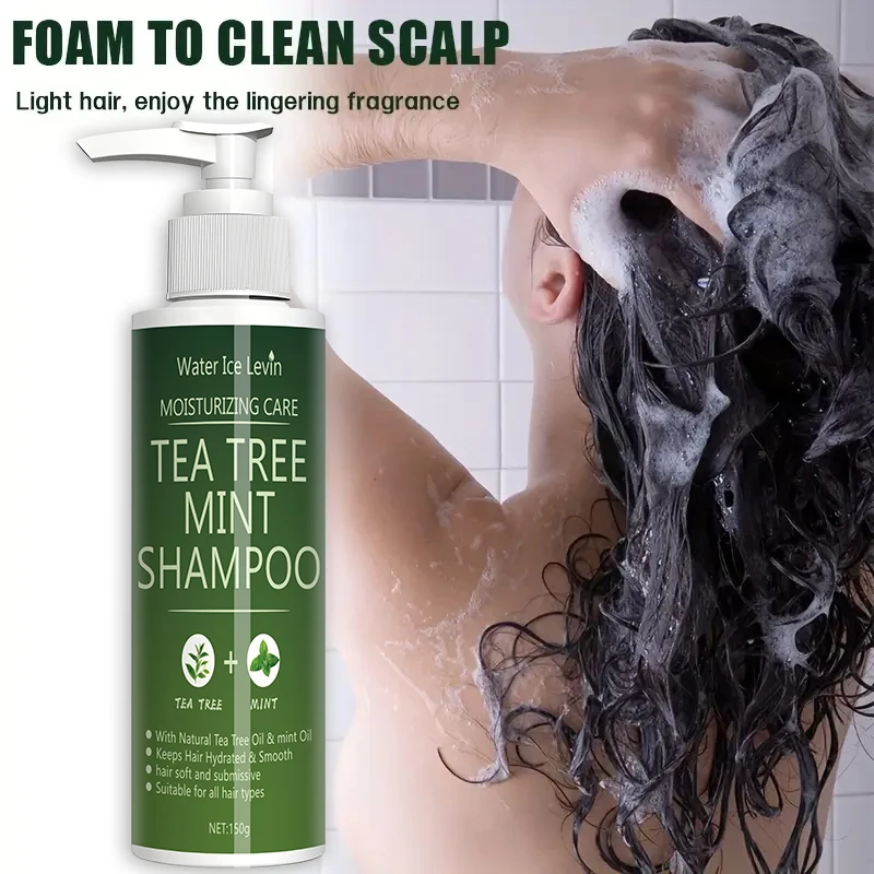 Tea Tree Mint Shampoo Natural Essence Revitalizes Hair. Dense Foam Cleansing. Strengthens. Smooths. Adds Volume Shine.
