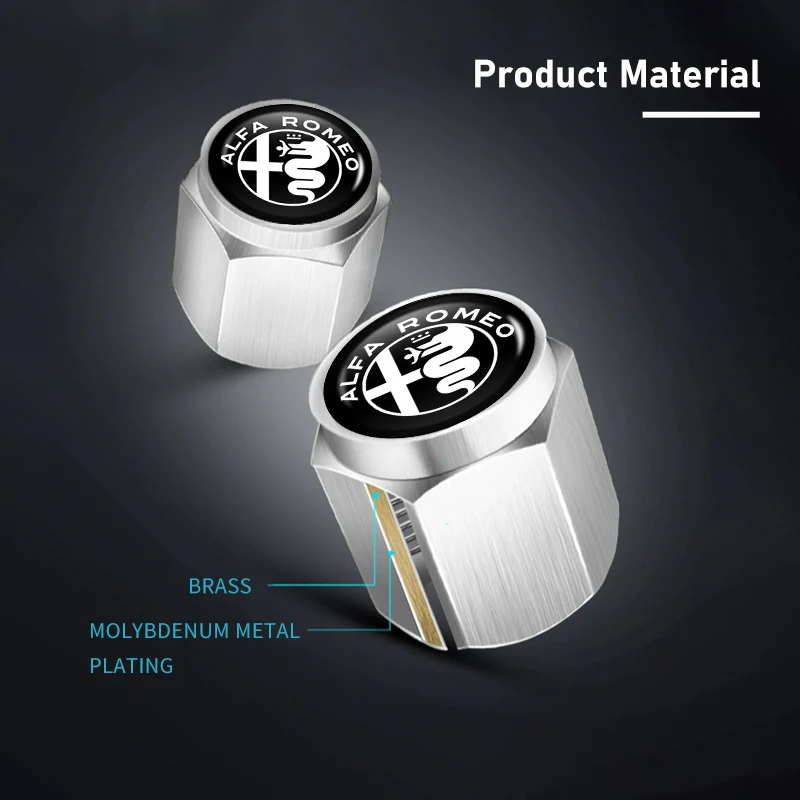 

2026 Hot Sticker Car Emblem Wheel Tire Valve Stem Cap Dust Cover Accessories For Alfa Romeo GT Stelvio F1 Brera Volante Tonale G