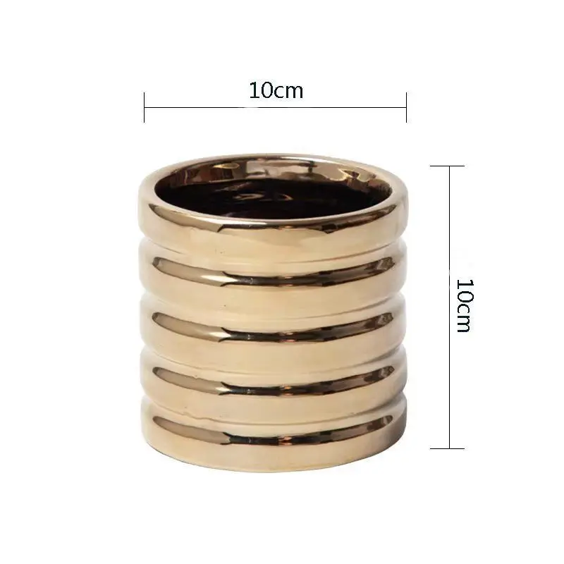 Geometryczne pozłacane spersonalizowane mała doniczka oświetlenie w stylu nordyckim luksusowe INS stylowe ceramiczna doniczka na kwiaty stacjonarne