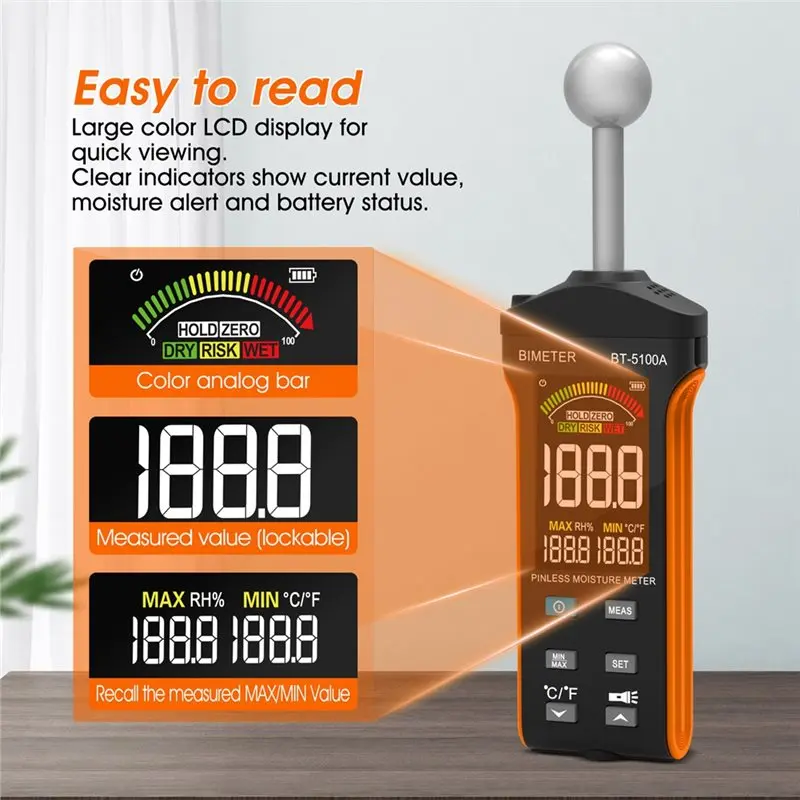 ABYN-Pinless Moisture Meter With Upgraded TFT Color Screen