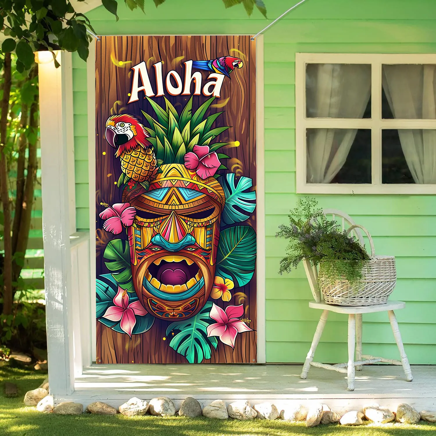 70x35 Inch Summer Door Door Cover Banner Hawaiian Theme Party Decor Totem Door Banner Sign Outdoor Birthday Baby Shower Backdrop