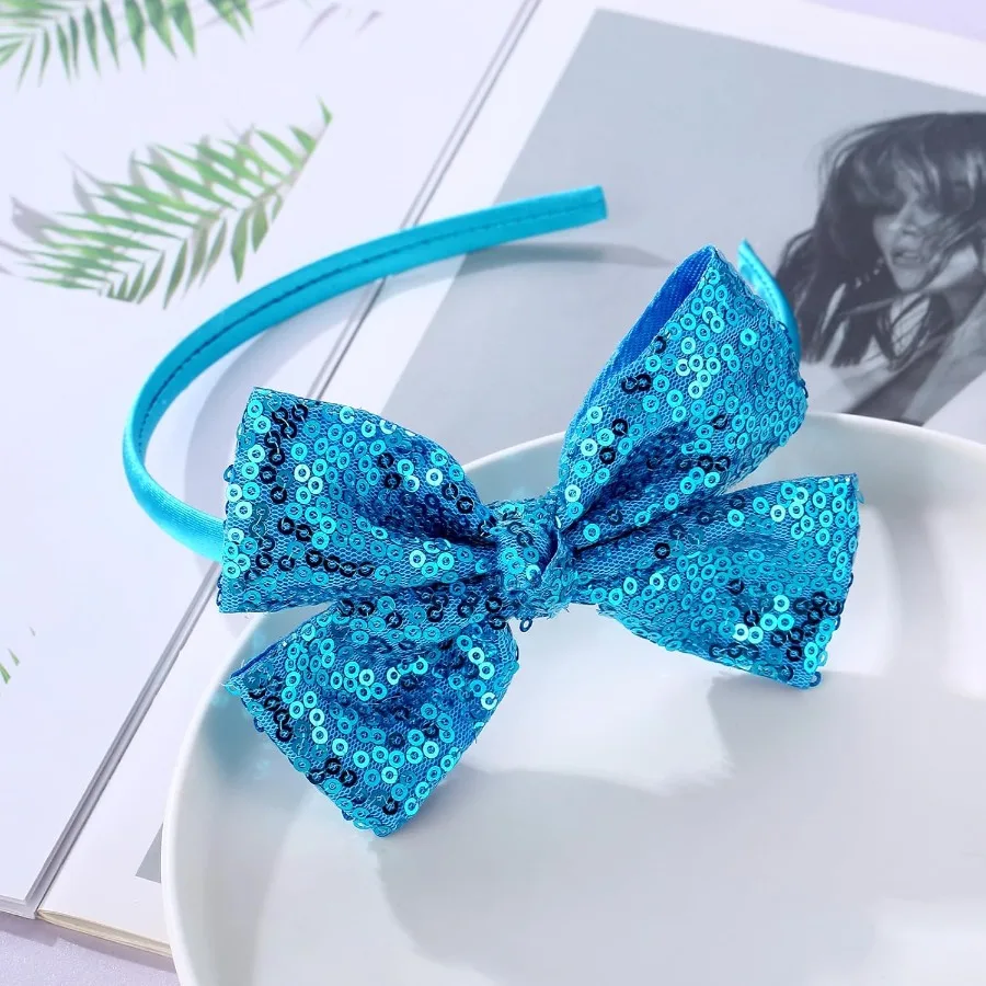 عصابة رأس على شكل فيونكة شعر من الترتر اللامع للفتيات والأطفال الصغار - إكسسوار شعر أنيق لطيف على طراز بوتيك للارتداء اليومي ووقت اللعب #4