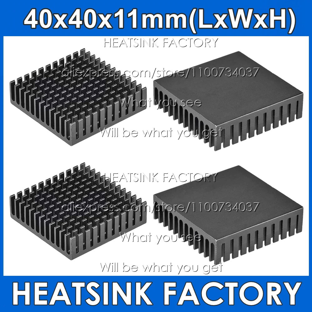 Free Shipping No Tape / With Thermal Tape, 40x40x1mm Aluminum Radiator Black Anodized Heatsink for 3D Printer IC LED Light