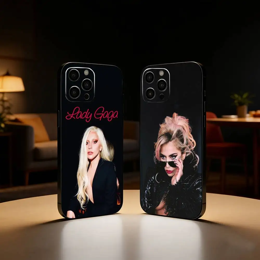 

Singer L-Lady G-Gaga Phone Case For iPhone17,16,15,14,13,12 Plus,Max Soft Silicone Black Cover