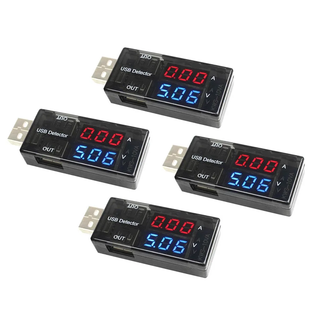 

4 шт. USB измеритель напряжения тока с двойным дисплеем для проверки напряжения и тока, ЖК-цифровой дисплей, измеритель напряжения тока