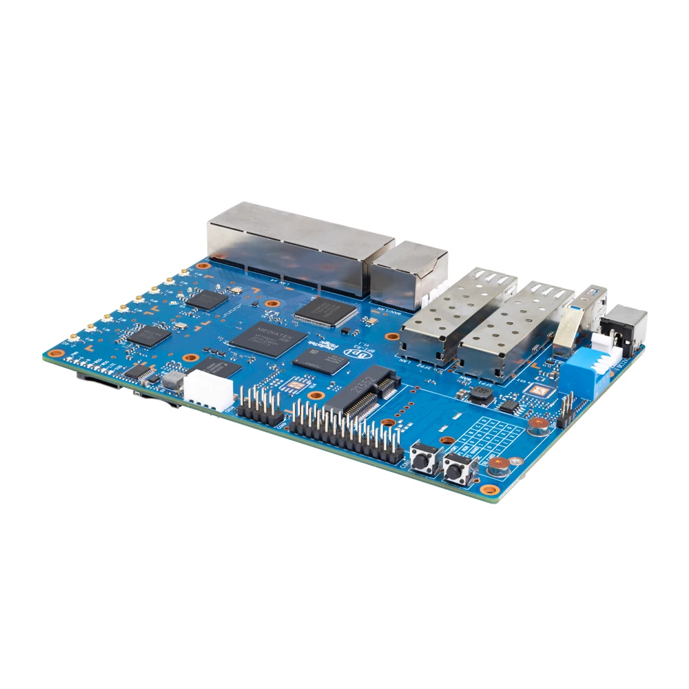 Imagem -06 - Banana pi Smart Router Board Grupo Bpi-r3 Mediatek Mt7986 2g Ram Ddr4 8g Emmc Flash 5g Porta de Rede Sfp 2.5gbps Openwrt Linux