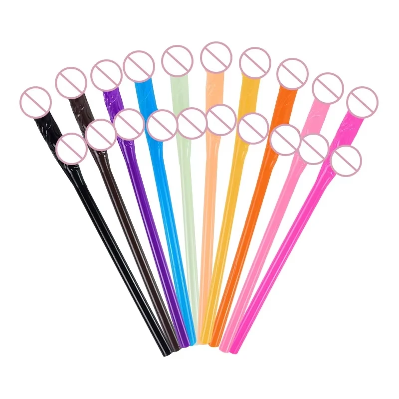 10pcs Bachelorette Party Penis Straws Plastic Novelty Nude Dick Drink Straw For Hen Night Bar Decor Wedding Team Bride Supplies view 2