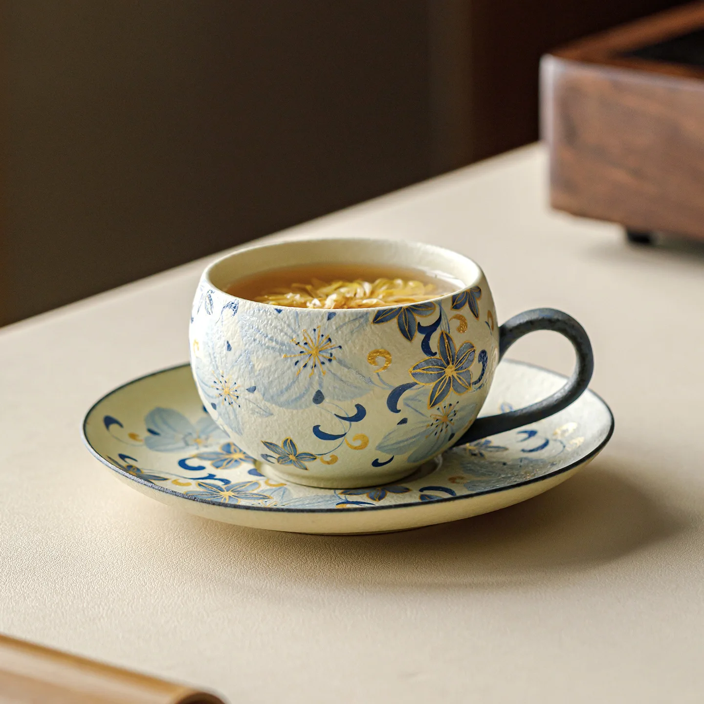 HYS office afternoon tea personal ceramic coffee cup Chinese water cup with saucer