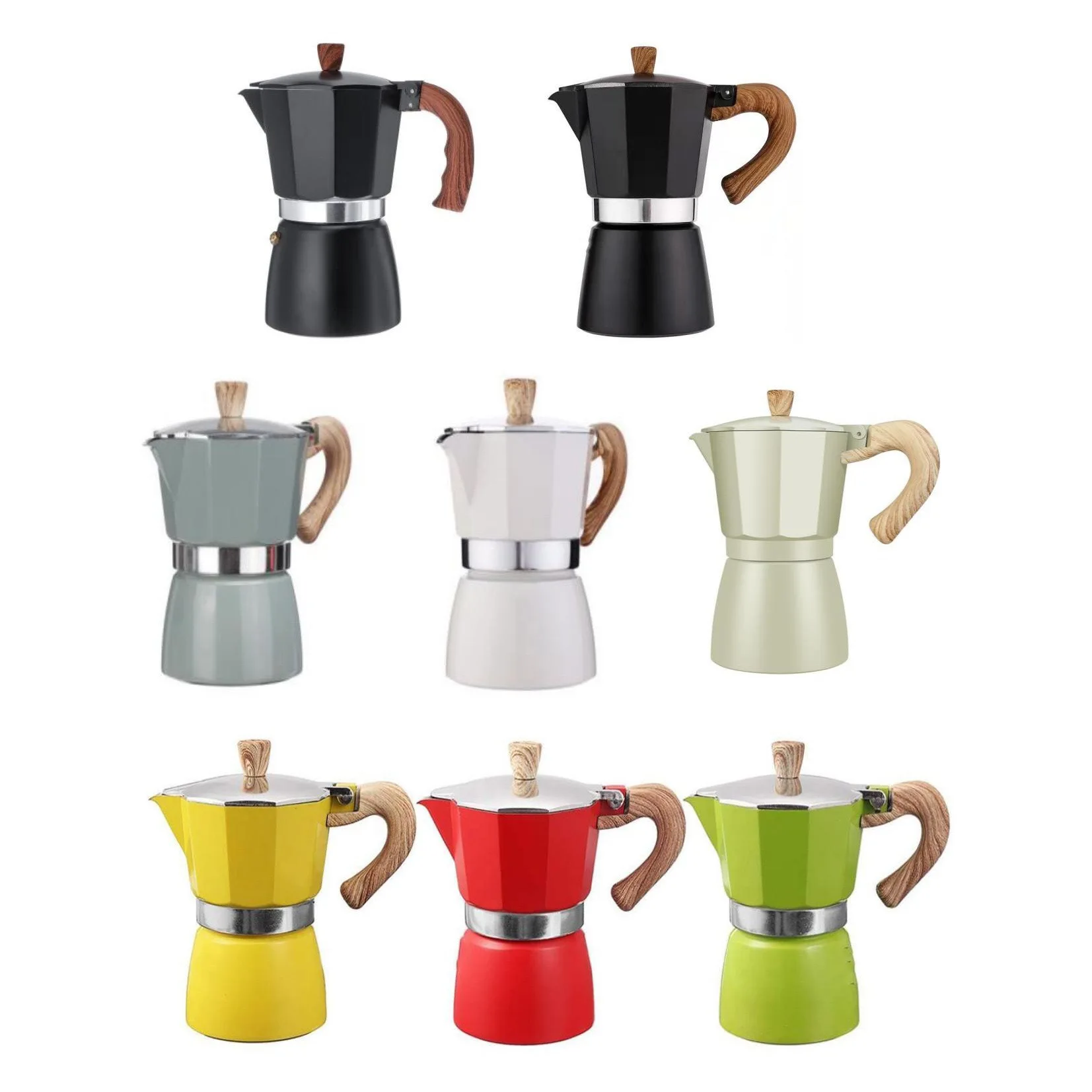 

3 Cup 6 Cup Moka Pot Stovetop Classic Cafe Percolator Italian Coffee Maker Italian Espresso Maker