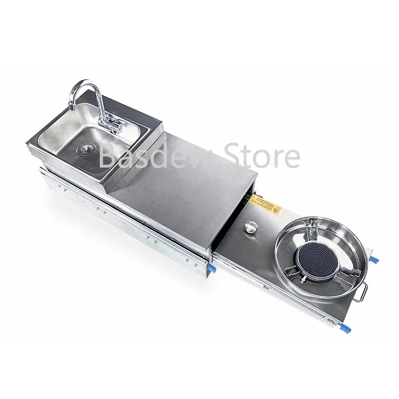 304 stainless steel electric pulse ignition gas stove RV stove is suitable for RV pull-out sink