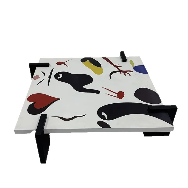 

Art high sense rectangular graffiti coffee table designer small apartment solid wood coffee table living room home coffee table