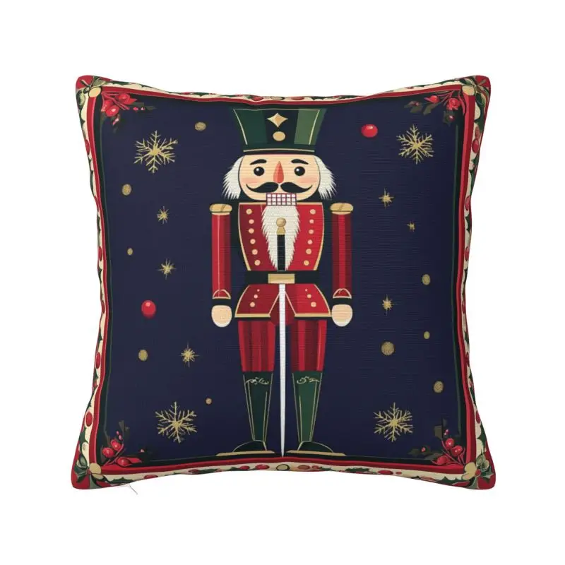 

Custom Dark Red Nutcracker With Red Pillow Case 40x40cm Cushions Cover Square Pillowcase