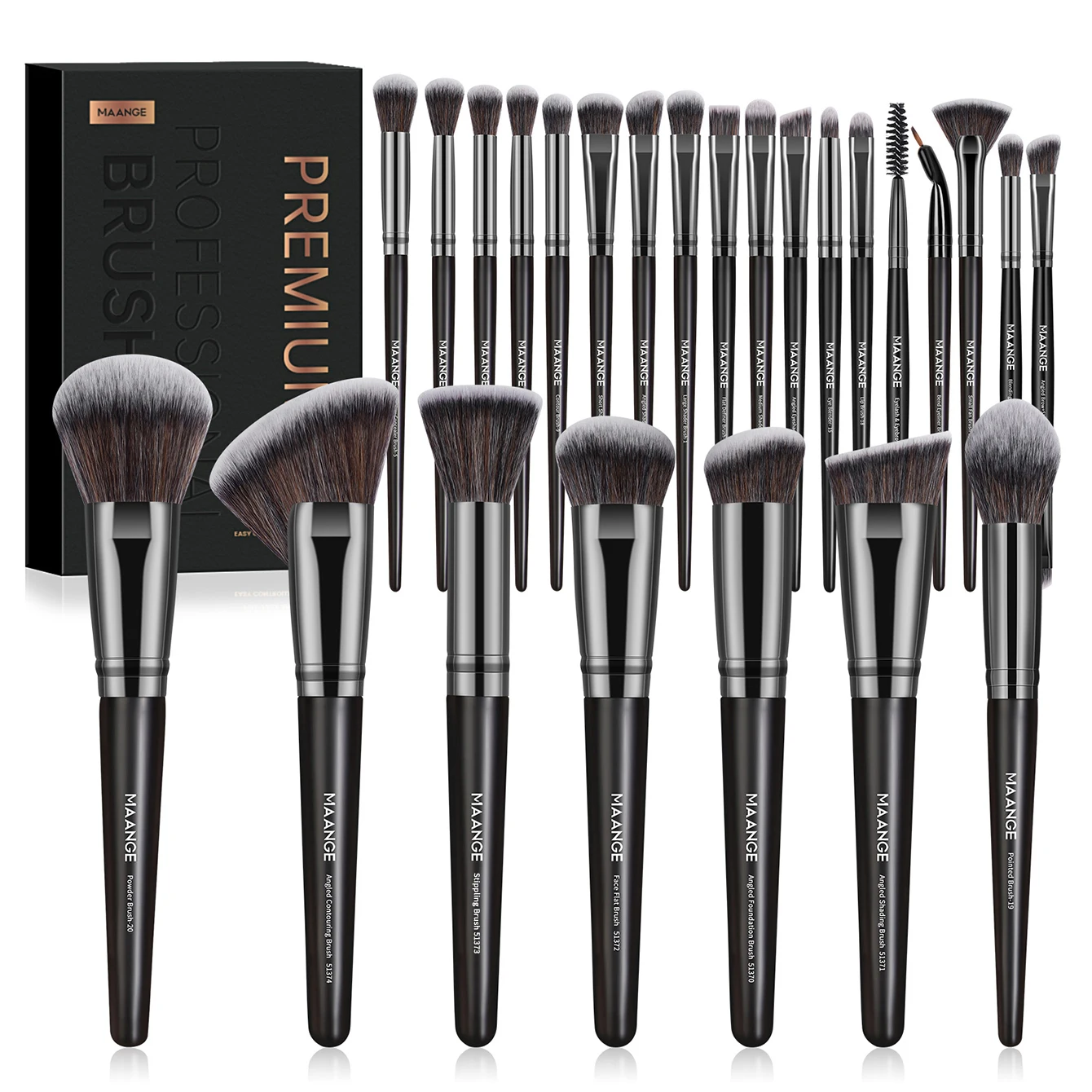 MAANGE 25PCS Makeup Brush Set with Case Foundation Eyeshadow Blush Blend Brushes Soft Bristles Cosmetic Makeup Tools for Travel