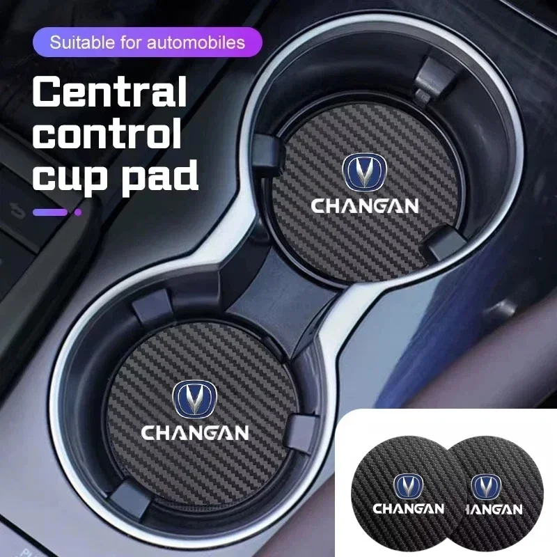 Car Cup Coaster Anti-Slip Mat Carbon Fiber For Changan CS75 PLUS CS55 PLUS UNI-S Eado Plus CS35 PLUS Alsvin PLUS UNI-V
