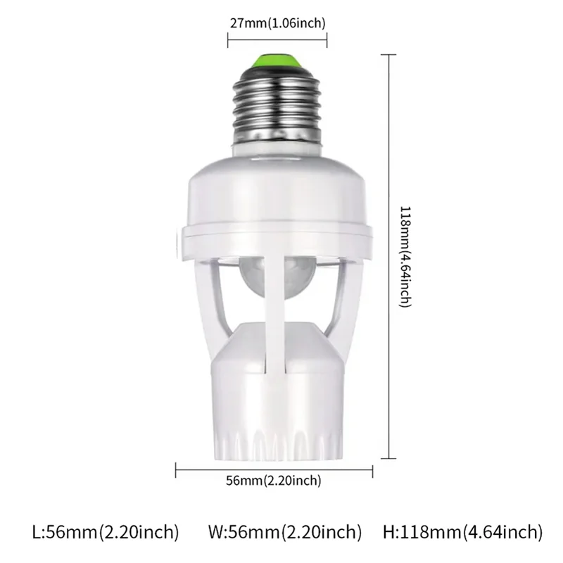 モーションセンサーアダプター,LED電球,人感センサー,ソケットコンバーター,e27,AC100-240V