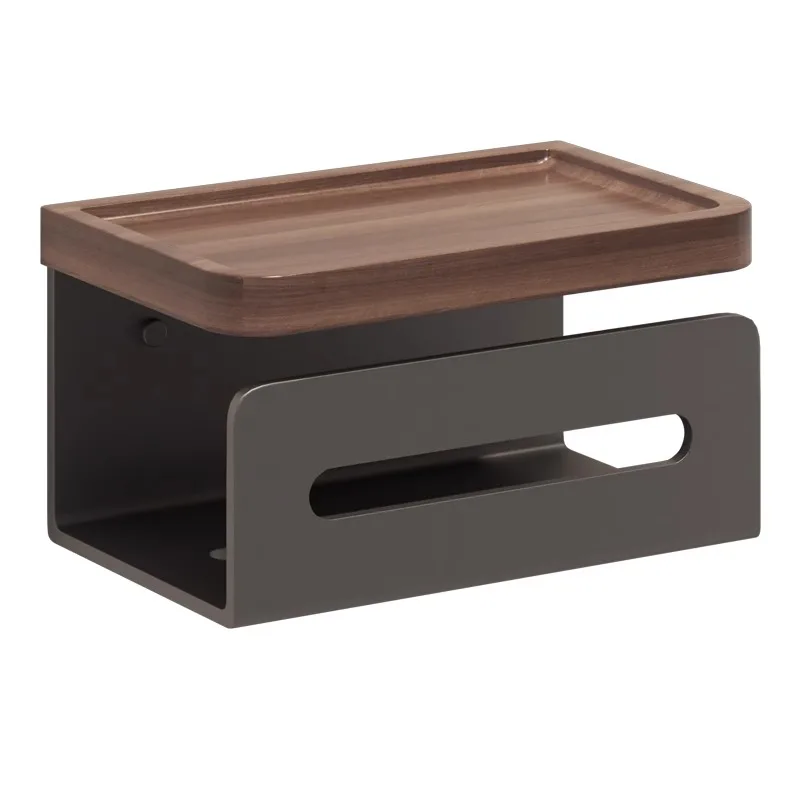 

Toilet drawer box walnut high-end shelf roll paper rack