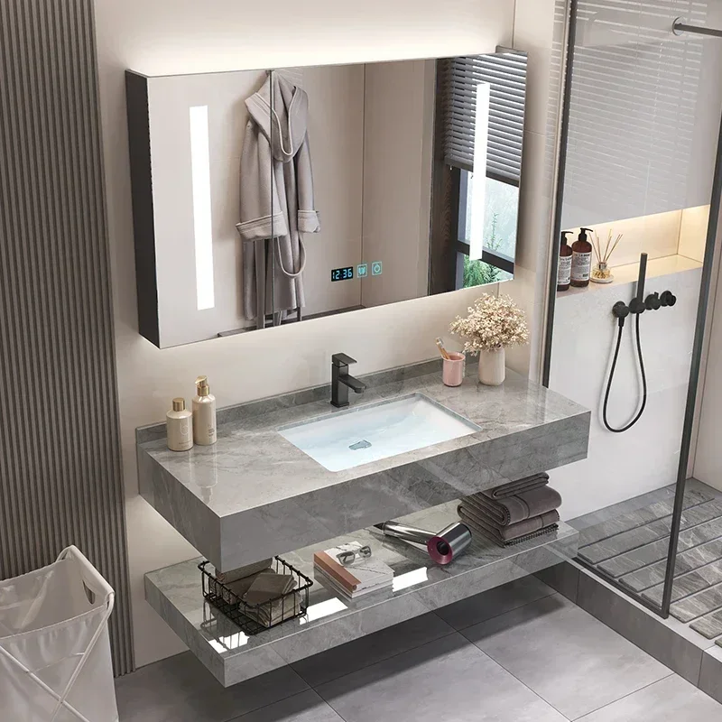 

Bathroom Cabinet Storage Vanity Column Drawer Furniture Salon Station Double Washbasin Sinks Corner Schrank Multifunction Home