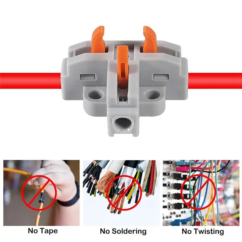 DT17 10Pcs 3 Way T Tap Wire Connectors, T-Shape Lever for Nut Push-in Connector, Quick Wire Splitter for AWG 28-12 Electrical