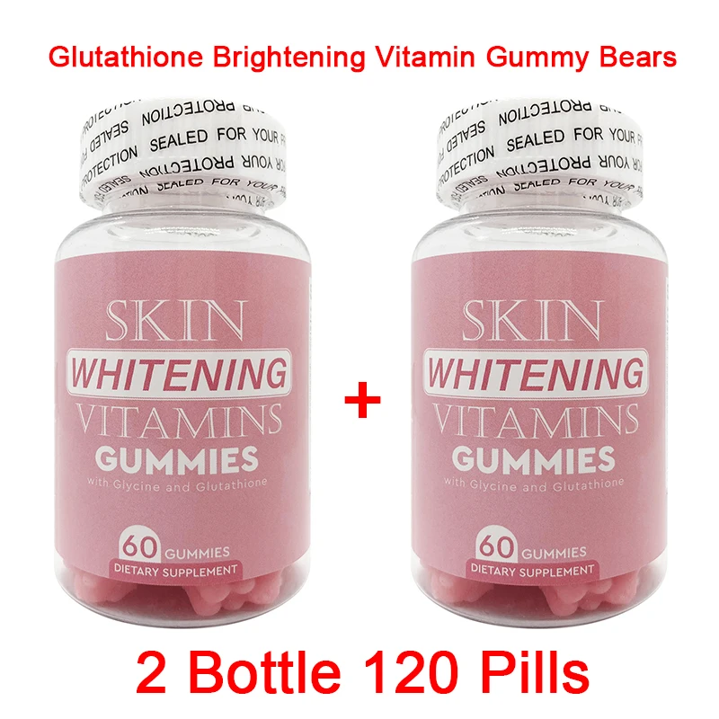 Gomas Skin Vitamin Gummy Bears, Gomas de Clareamento, 120 Comprimidos, 2 Garrafa