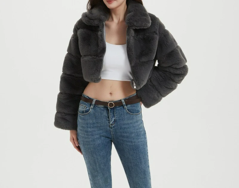 Damska krótka pluszowa kurtka 2025 jesień-zima, nowa ekologiczna kurtka z sztucznej wełny