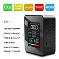 Multifunctional 5in1 CO2 Meter Digital Temperature Humidity Tester Carbon Dioxide TVOC HCHO Detector Air Quality Monitor image 2
