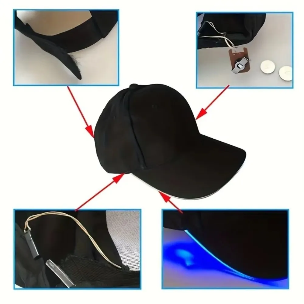 Adjustable LED Light up Baseball Hat Sun Protection Costumes Accessory LED Light Up Hat Three Gears Luminous Hat