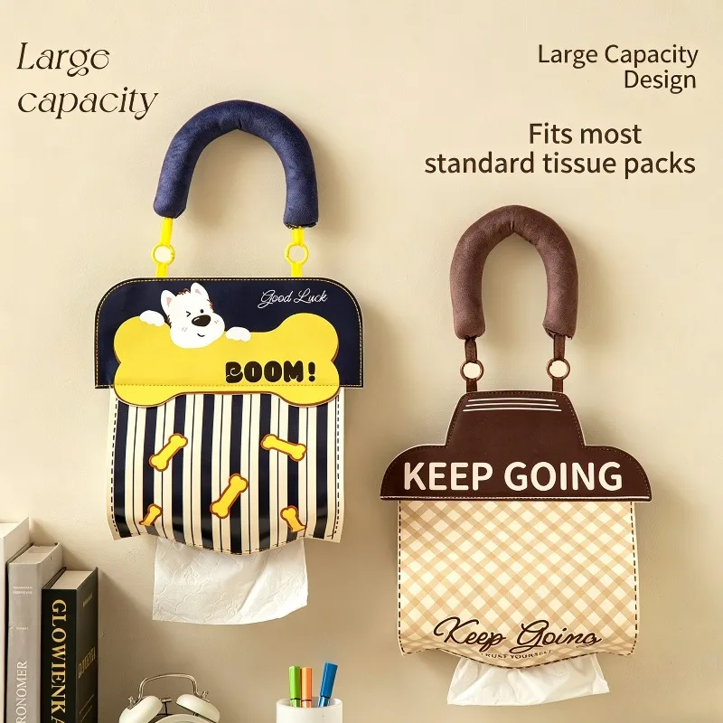 Cute Hanging Tissue Bag Waterproof Wall Mounted Napkin Storage Holder For Home Bathroom