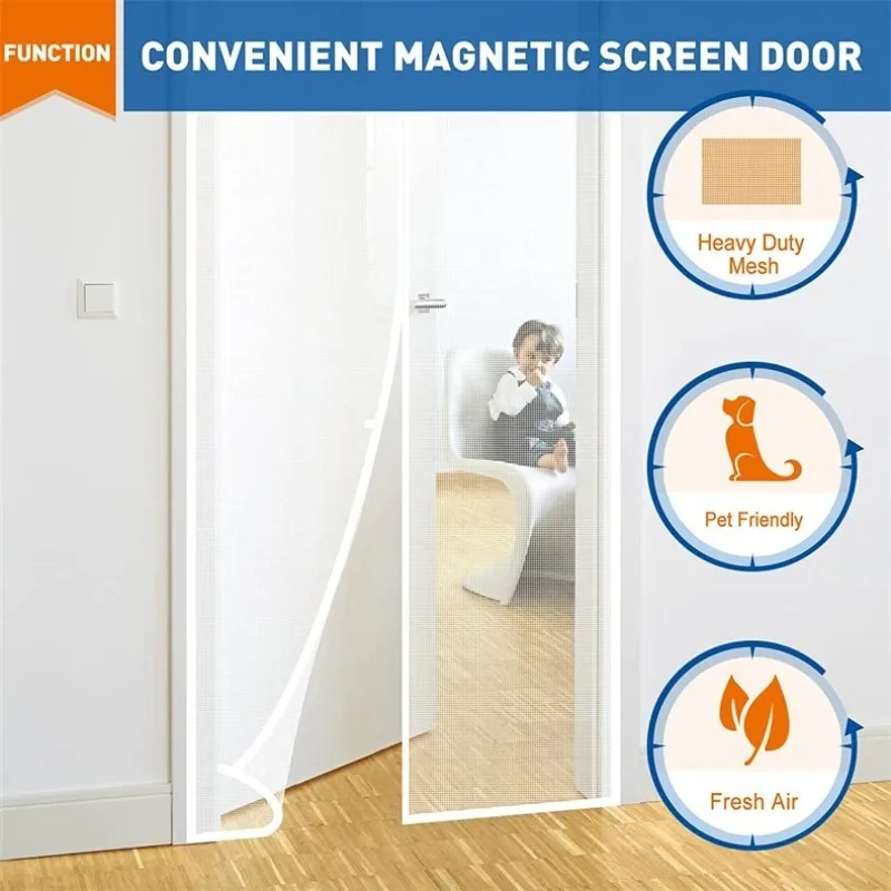 White Strong Magnetic Door Curtain Encryption Invisible Anti- Mosquito Mesh Net Customized The Automatic Closing Screen Door