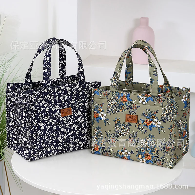 New simple bento bag lunch box bag large capacity thermal insulation with rice bag picnic bag office worker lunch bag