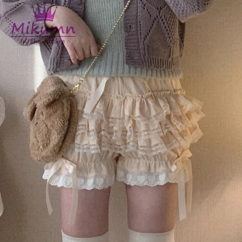 Mikumn Harajuku Y2k Women Cute Bloomers Vintage Victorian Pumpkin Pants Gothic Lolita Aesthetic Kawaii Sweet Bow Ruffles Shorts