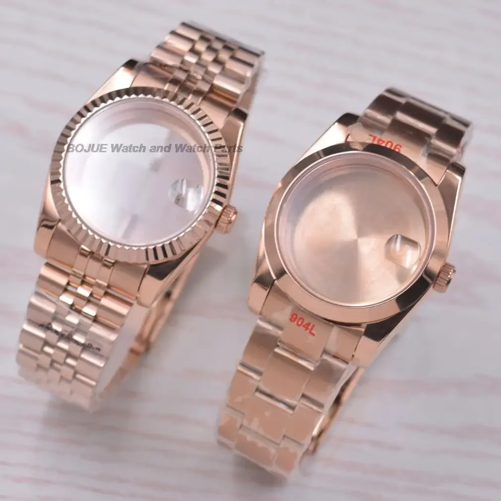 36mm/39mm Rose Gold NH35 Case Strap Men Watch Parts for Datejust NH36 Automatic Mechanical Movement Sapphire Glass Repair Tools