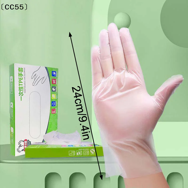 maveraCC55ṁ50pcs/caja guantes sin látex TPE guantes desechables transparentes antideslizantes ácido seguridad laboral guantes de limpieza de calidad alimentaria