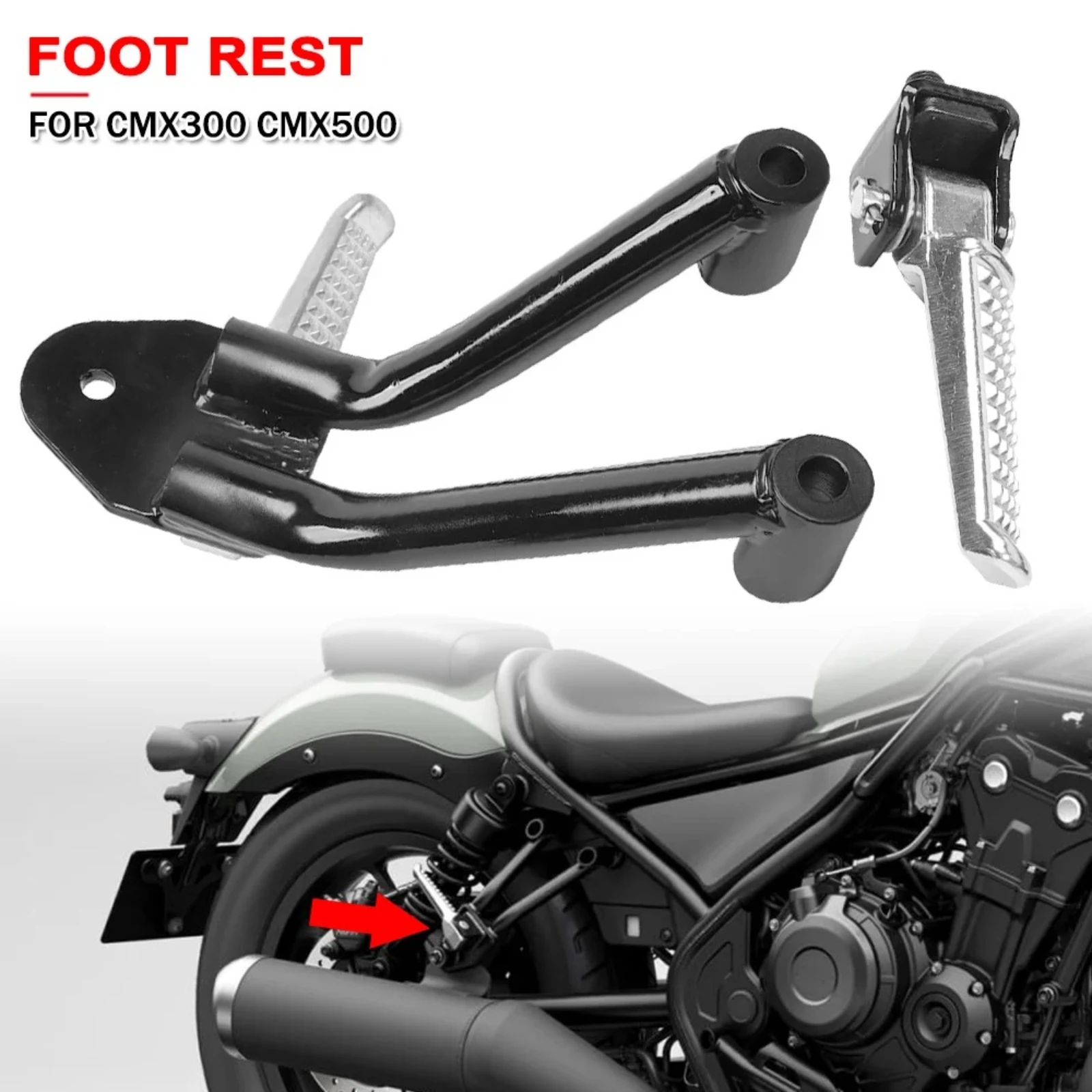 

Подножки для пассажира на заднем сиденье мотоцикла Honda Rebel CMX300 CMX500 CMX 300 500 2017-2024, кронштейн, аксессуары