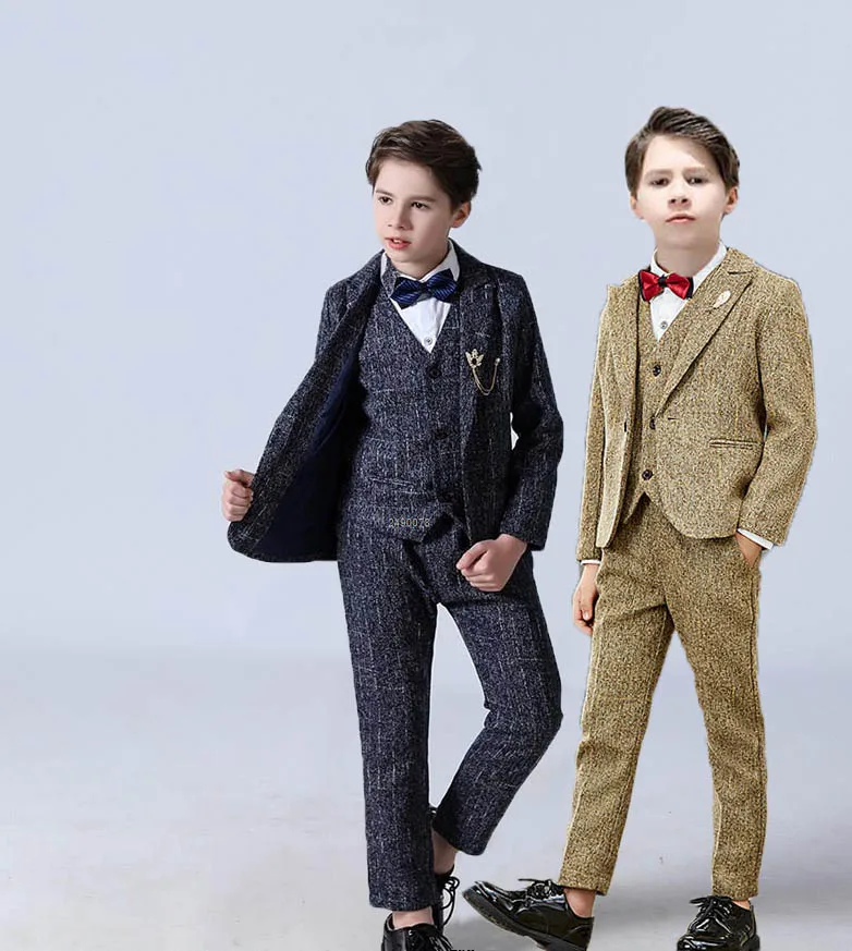 

Детская куртка, жилет, брюки, комплект из 3 предметов для вечеринки, смокинг с цветочным узором для мальчиков-подростков, танцевальный костюм, детский формальный свадебный костюм