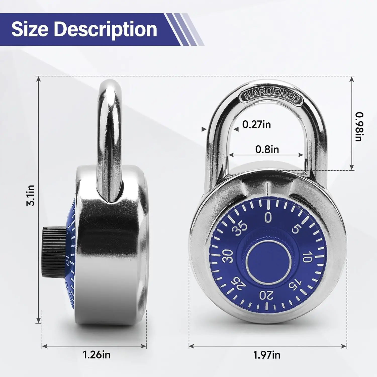 50mm Combination Padlock Fixed Dial Combination Padlock with Different Combinations, Wide Black Turntable, Lock for Gym Locker gallery 1