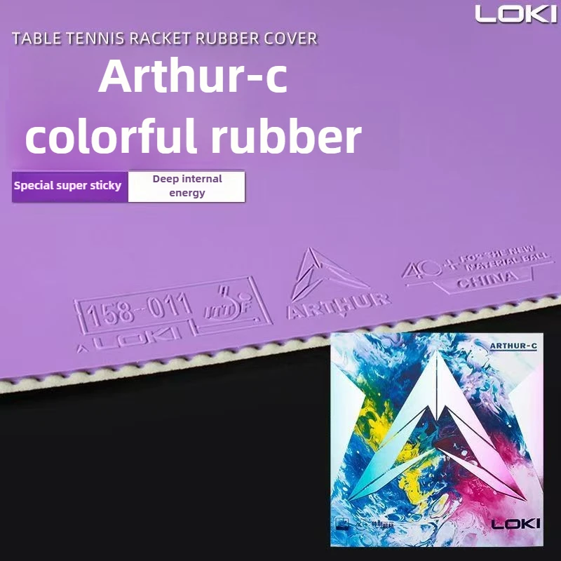 LOKI Arthur-C Colorful Table Tennis Rubber Pimples in Sticky Blue/Pink/Purple/Green Ping Pong Rubber with Ultra-Hard Cake Sponge